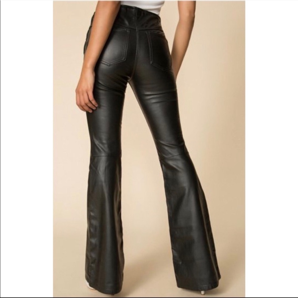 Free People vegan faux Leather flare bell pants 27